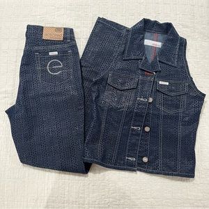 Ecko Unlimited Blue Denim Vest and Jeans Set